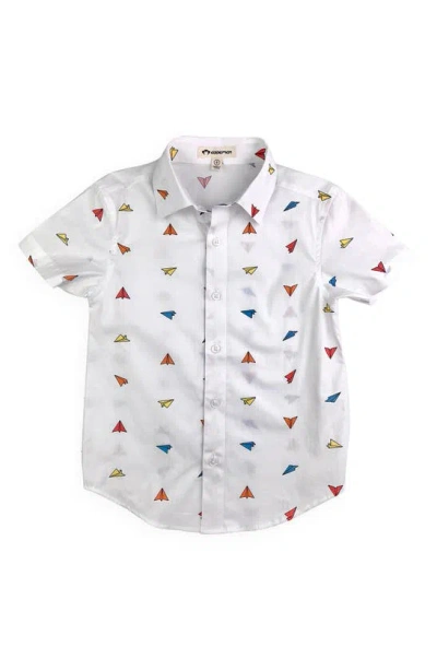 Appaman Kids' Boy's Short-sleeve Party Shirt In Paper Planes