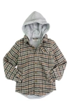 Appaman Boys' Glen Hooded Shirt - Little Kid, Big Kid In Beige/teal Check