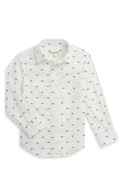Appaman Kids' Print Cotton Button-up Shirt In White