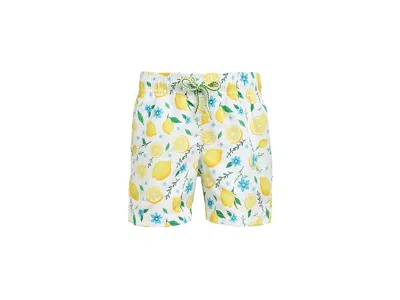 Appaman Mid Length Swim Trunks (toddler/little Kid) Boy's Swimwear Lemon Zest : 8 Big Kid, Polyester In White