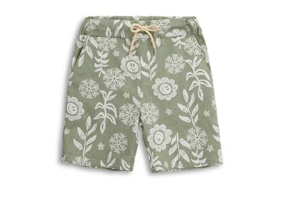 Appaman Resort Shorts (toddler/little Kid/big Kid) Boy's Shorts Sage Sunflower : 4 Toddler, Cotton/polyester In Green