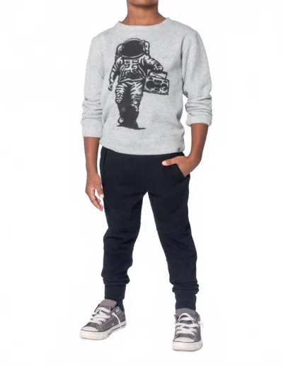 Appaman Kids' Revel Crewneck Astronaut Sweatshirt In Heather Mist In Gray