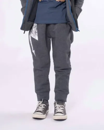 Appaman Kids' Sidewalk Lightning Bolt Sweatpants In Washed Grey In Gray