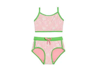 Appaman Stella Swim Short Set (toddler/little Kid) Girl's Swimwear Sets Pink Gingham : 8 Big Kid, Polyester