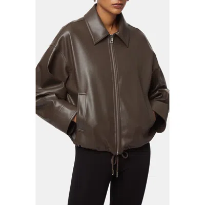 Apparis Ada Faux Leather Bomber Jacket In Brown