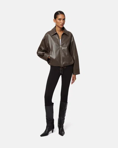Apparis Ada Faux Leather Bomber Jacket In Brown