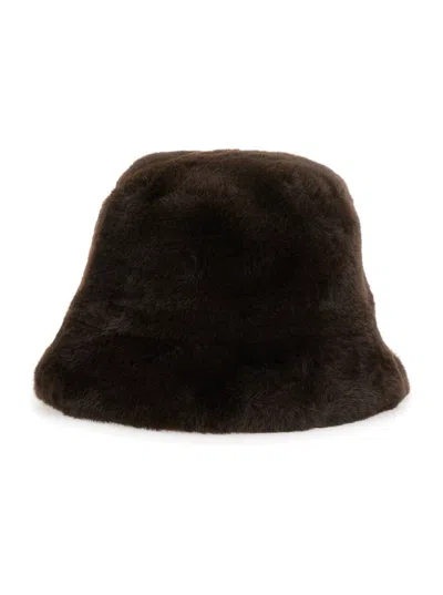 APPARIS 'AMARA' BROWN BUCKET HAT IN ECOFUR WOMAN