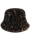 Apparis Amara Brown Bucket Hat With Leopard Motif In Ecofur Woman In Brown