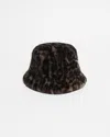 Apparis Amara Brown Bucket Hat With Leopard Motif In Ecofur Woman