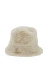 Apparis Amara White Bucket Hat In Ecofur Woman In White