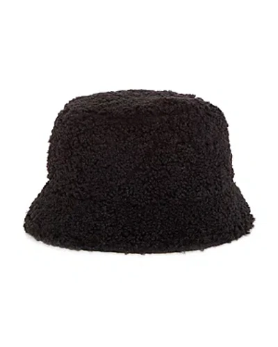 Apparis Amara Faux Shearling Bucket Hat In Black