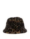 Apparis Amara Brown Bucket Hat With Leopard Motif In Ecofur Woman In Brown