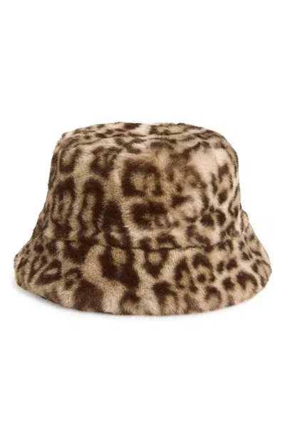 Apparis Amara Leopard Pluche™ Faux Fur Bucket Hat In Light Leopard