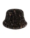 Apparis Amara Brown Bucket Hat With Leopard Motif In Ecofur Woman In Brown