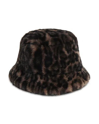APPARIS AMARA LEOPARD PRINT FAUX FUR BUCKET HAT