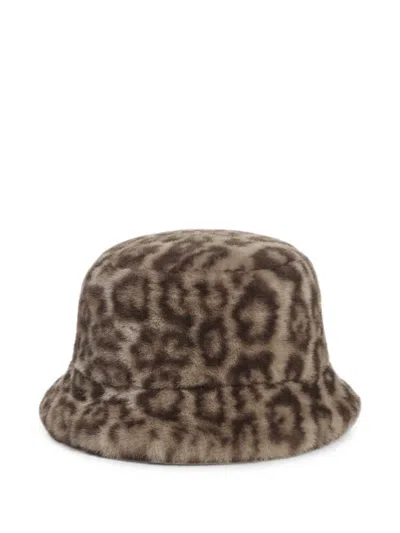 Apparis Amara Leopard-print Faux-fur Bucket Hat In Brown