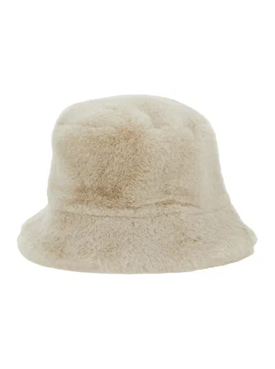 APPARIS 'AMARA' WHITE BUCKET HAT IN ECOFUR WOMAN