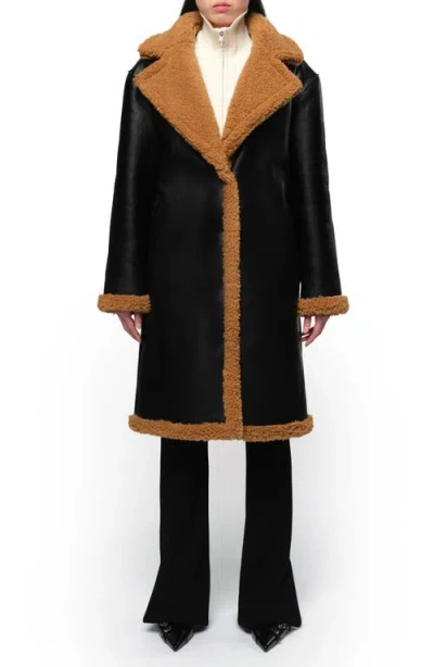 Apparis Anei Reversible Faux Shearling Coat In Hazelnut