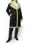 Apparis Anei Reversible Faux Shearling Coat In Pistachio