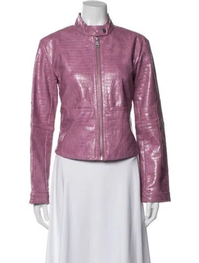 Pre-owned Apparis Animal Print Biker Jacket In Purple