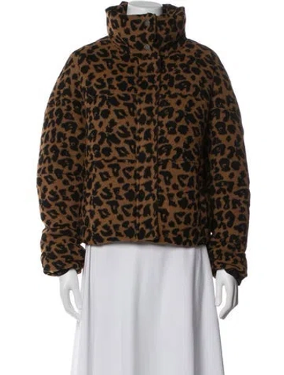 Pre-owned Apparis Animal Print Down Coat In Brown