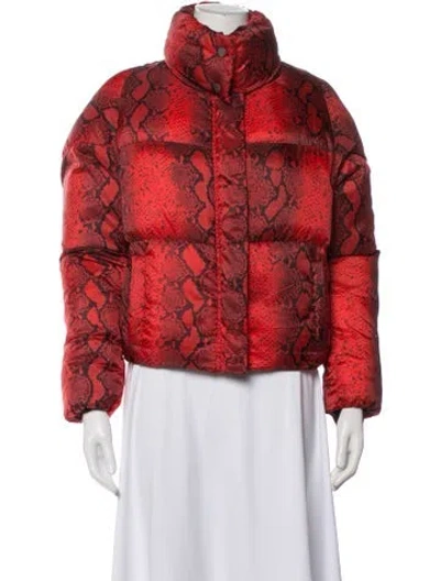 Pre-owned Apparis Animal Print Down Jacket W/ Tags In Red