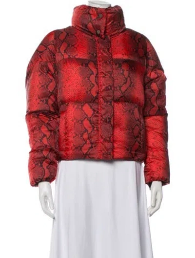 Pre-owned Apparis Animal Print Down Jacket W/ Tags In Red