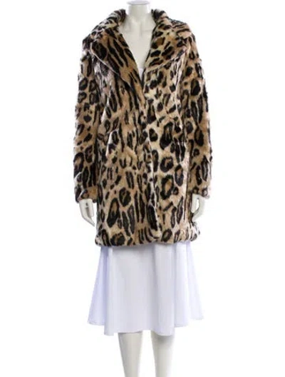 Pre-owned Apparis Animal Print Faux Fur Coat In Neutral