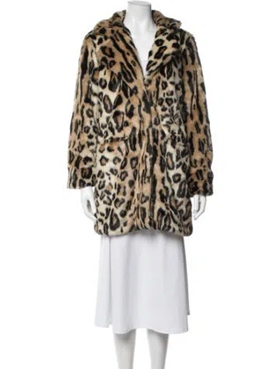 Pre-owned Apparis Animal Print Faux Fur Coat In Neutrals