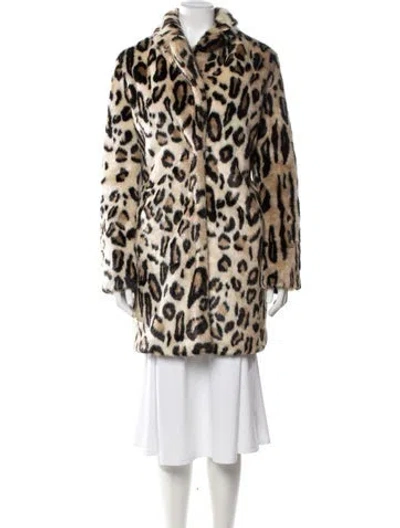 Pre-owned Apparis Animal Print Faux Fur Coat In Neutrals