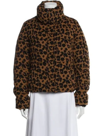 Pre-owned Apparis Animal Print Faux Fur Jacket In Brown