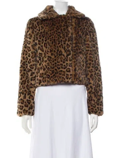 Pre-owned Apparis Animal Print Faux Fur Jacket In Brown