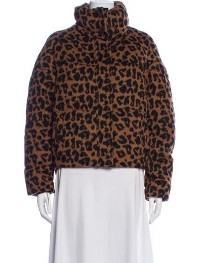 Pre-owned Apparis Animal Print Faux Fur Jacket In Brown