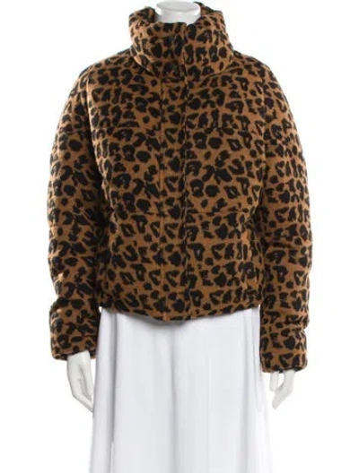 Pre-owned Apparis Animal Print Faux Fur Jacket In Brown