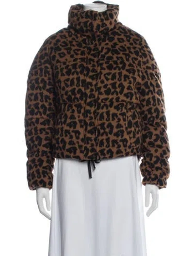 Pre-owned Apparis Animal Print Faux Fur Jacket In Brown