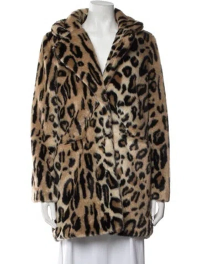 Pre-owned Apparis Animal Print Faux Fur Jacket In Brown