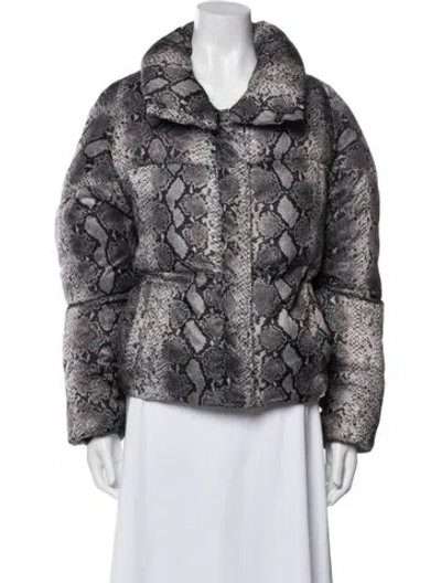 Pre-owned Apparis Animal Print Faux Fur Jacket In Gray