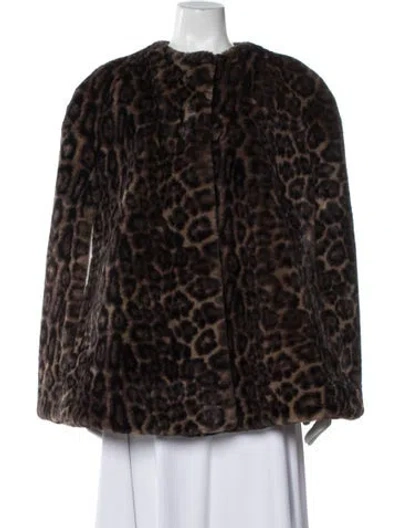 Pre-owned Apparis Animal Print Faux Fur Jacket In Multi