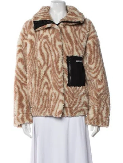 Pre-owned Apparis Animal Print Faux Fur Jacket In Neutral