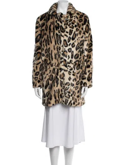 Pre-owned Apparis Animal Print Faux Fur Jacket In Neutrals
