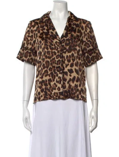 Pre-owned Apparis Animal Print Short Sleeve Top In Brown