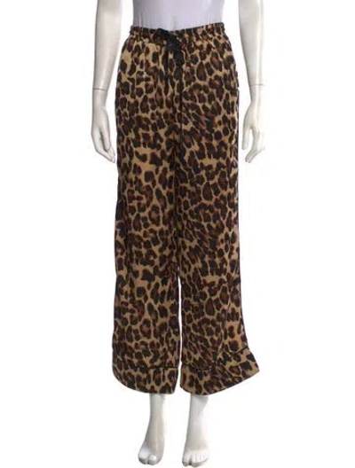 Pre-owned Apparis Animal Print Wide Leg Pants In Brown