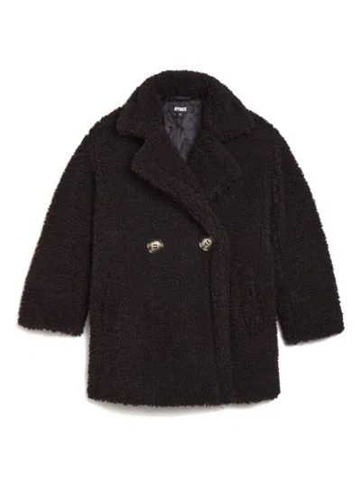 Apparis Kids' Anouk Faux-shearling Double-breasted Coat In Black