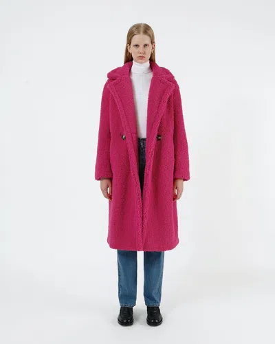 Apparis Anoushka Double-breasted Sherpa Coat In Pink