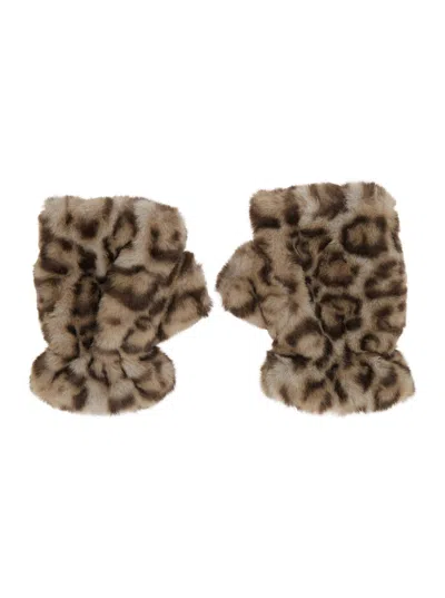 Apparis Apparel Ariel Leopard Fingerless Gloves In Tech Fabric, Women In Brown