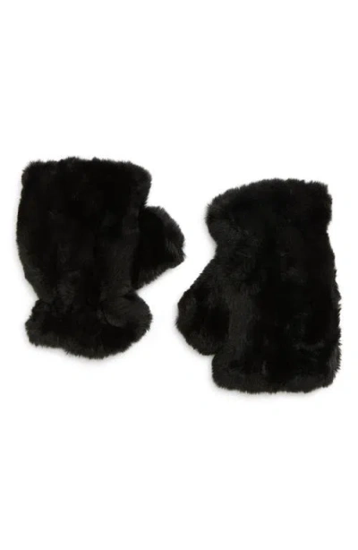 Apparis Ariel Faux Fur Fingerless Gloves In Black