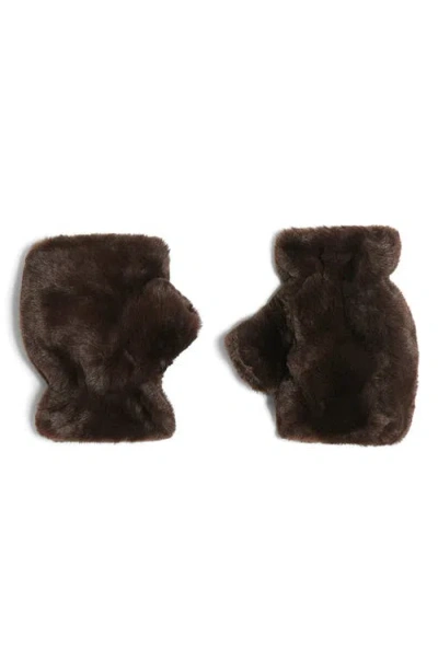 Apparis Ariel Faux Fur Fingerless Gloves In Brown