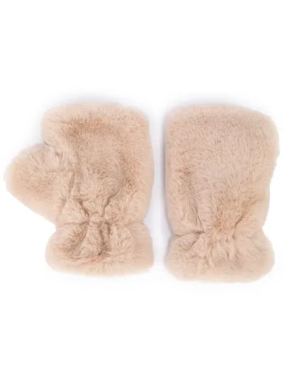 Apparis Ariel Faux-fur Fingerless Gloves In Neutrals