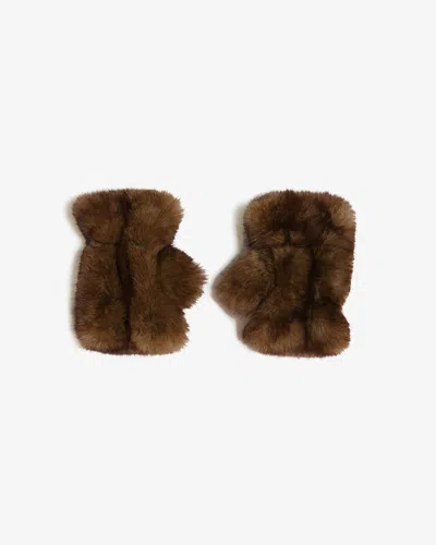 Apparis Ariel Mink Fingerless Gloves In Brown