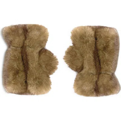 Apparis Ariel Pluche™ Faux Fur Fingerless Gloves In Brown